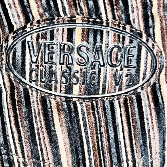 NWOT Versace Classic V2 Mens Brown Black Pinstriped Corduroy Pants Sz 44 W 34 L - Picture 5 of 7